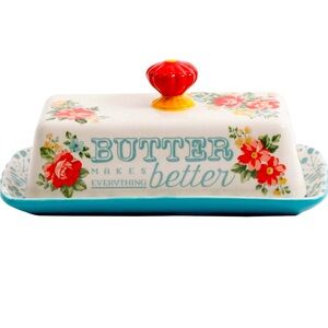 The Pioneer Woman Vintage Floral Butter Dish Stoneware